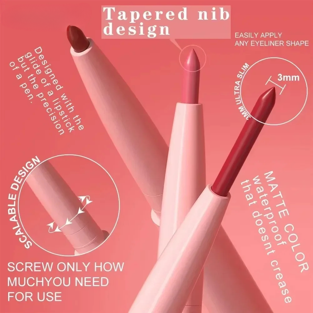 1Pc 테이퍼 펜촉 립 라이너 펜슬 매트 플럼핑 립 스테인 라스팅 방수 파인 립스틱 슬림 립 아웃라인 컨투어 메이크업 핑크