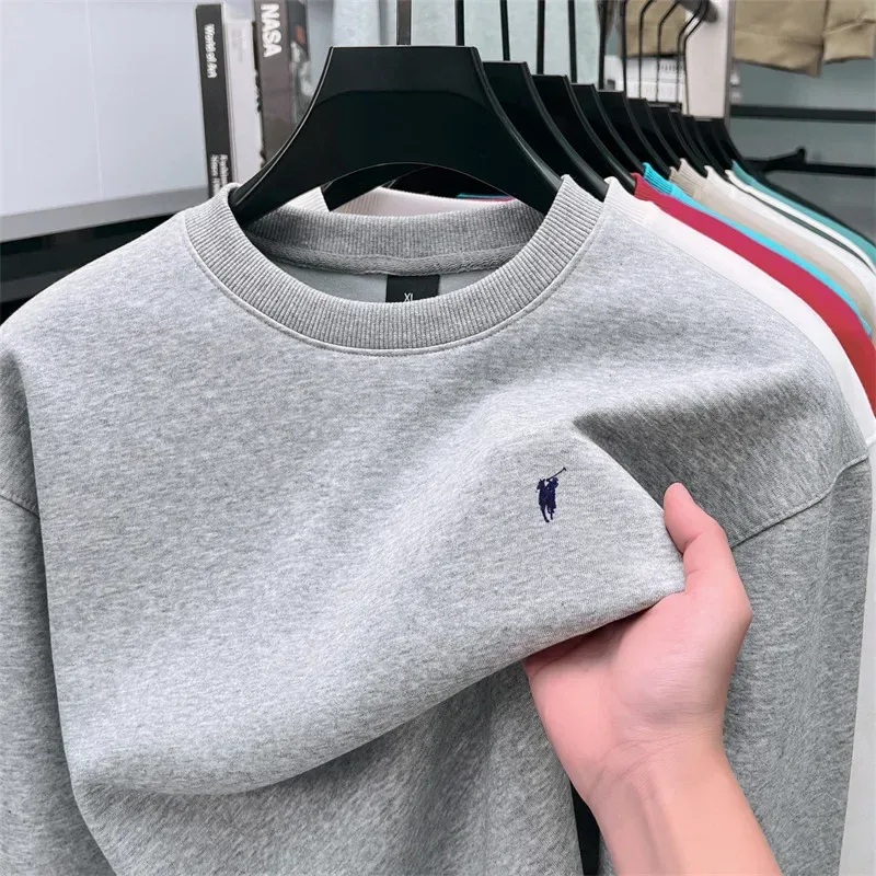 2026 Men's Crewneck Casual Long-sleeve Printed Leisure T-shirt Solid-color Multi-functional Leisure T-shirt