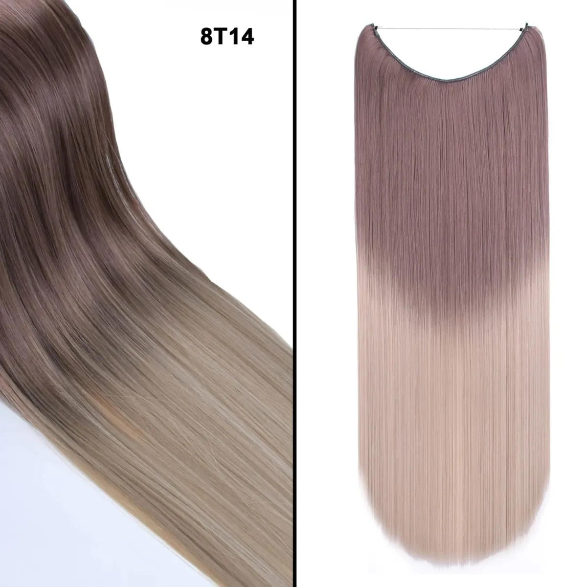 Jeedou Wavy Hair Extension Elasticity Invisible Wire Fish Line One Piece No Clips Synthetic Hairpieces Ombre Color For Ladies