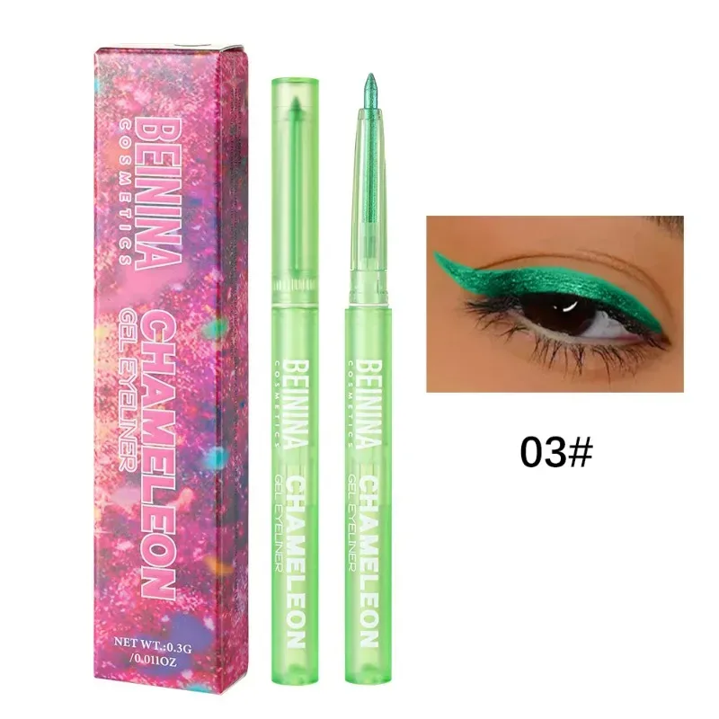 Shiny Chameleon Yellow Eyeliner Gel Pen Metallic Eyeshadow Multicolor Eye Liner Pearlescent Polarized Inner Eyes Pigment Makeup