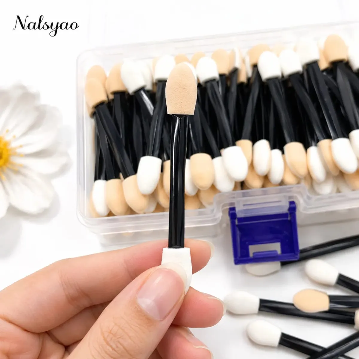 Applicator 50/100/200PCS Disposable Dual Sides Eye Shadow Sponge Applicators with Container Length Eyeshadow Brushes Makeup