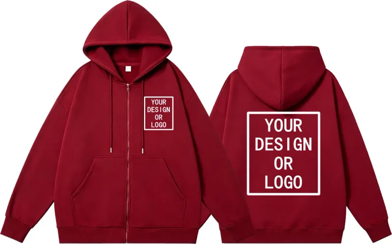 Personalizza il tuo design Logo del marchio/immagine Personalizzata personalizzata Uomo Donna Felpe con cerniera fai-da-te Felpa con cappuccio casual Nuovo pullover
