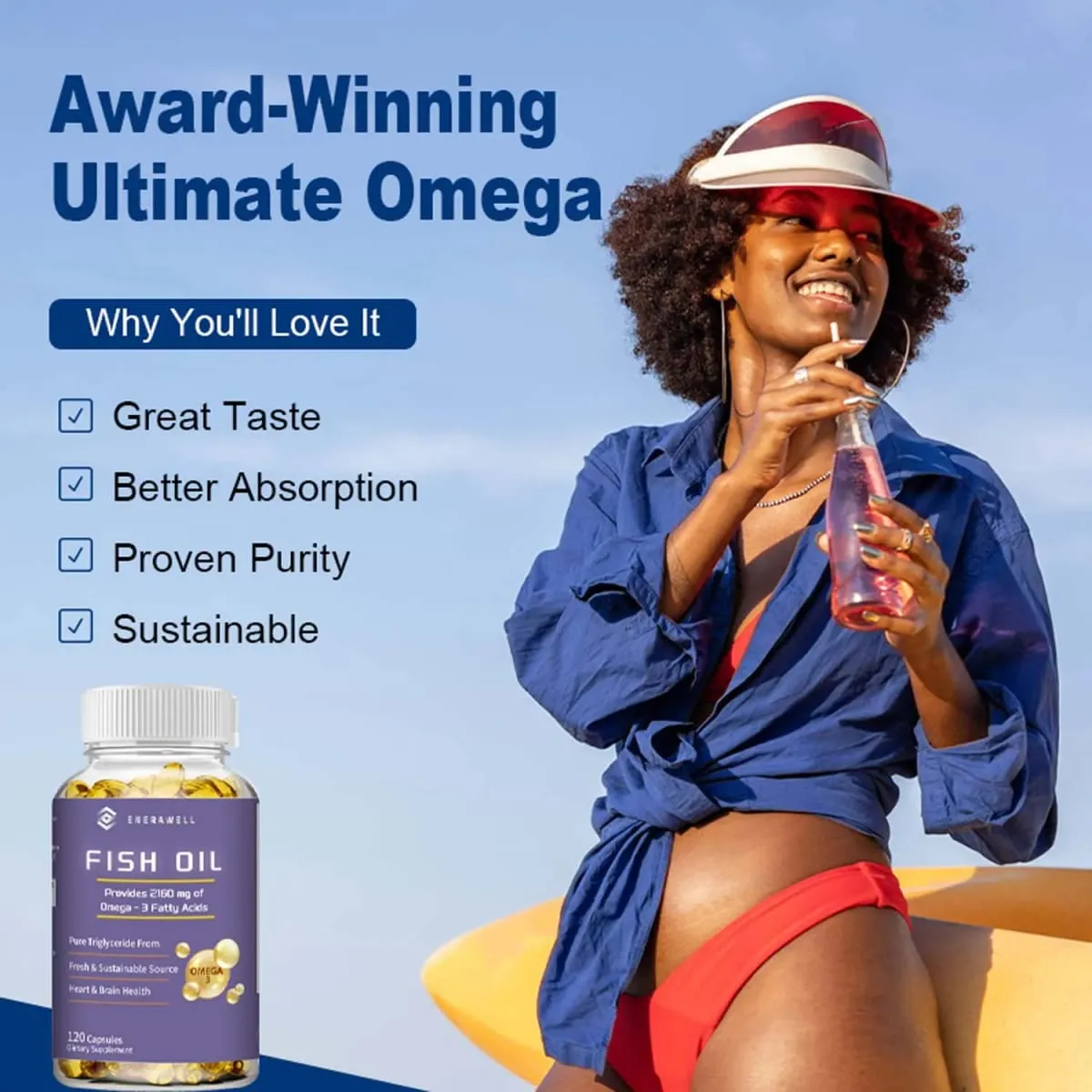 Omega 3 Fish Oil Capsules Support Brain & Nervous System Health Cardiovascular & Skin Health Antioxidant & Anti-Inflammation