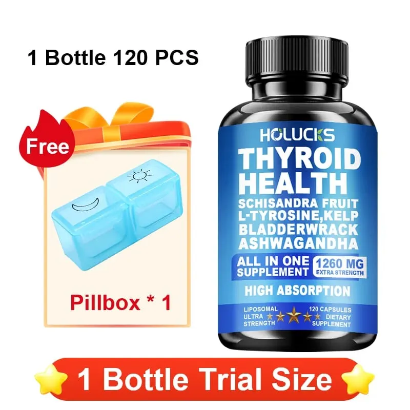 Organic Thyroid Function Support Capsules with L-Tyrosine Kelp for Immune System Metabolism Daily Energy & Mental Focus