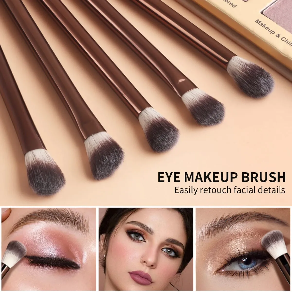 13Pcs Face & Eye Makeup Brushes Kit with Velvet Bag & 2 Triangle Puffs Makeup Tools for Beginners Daily Use