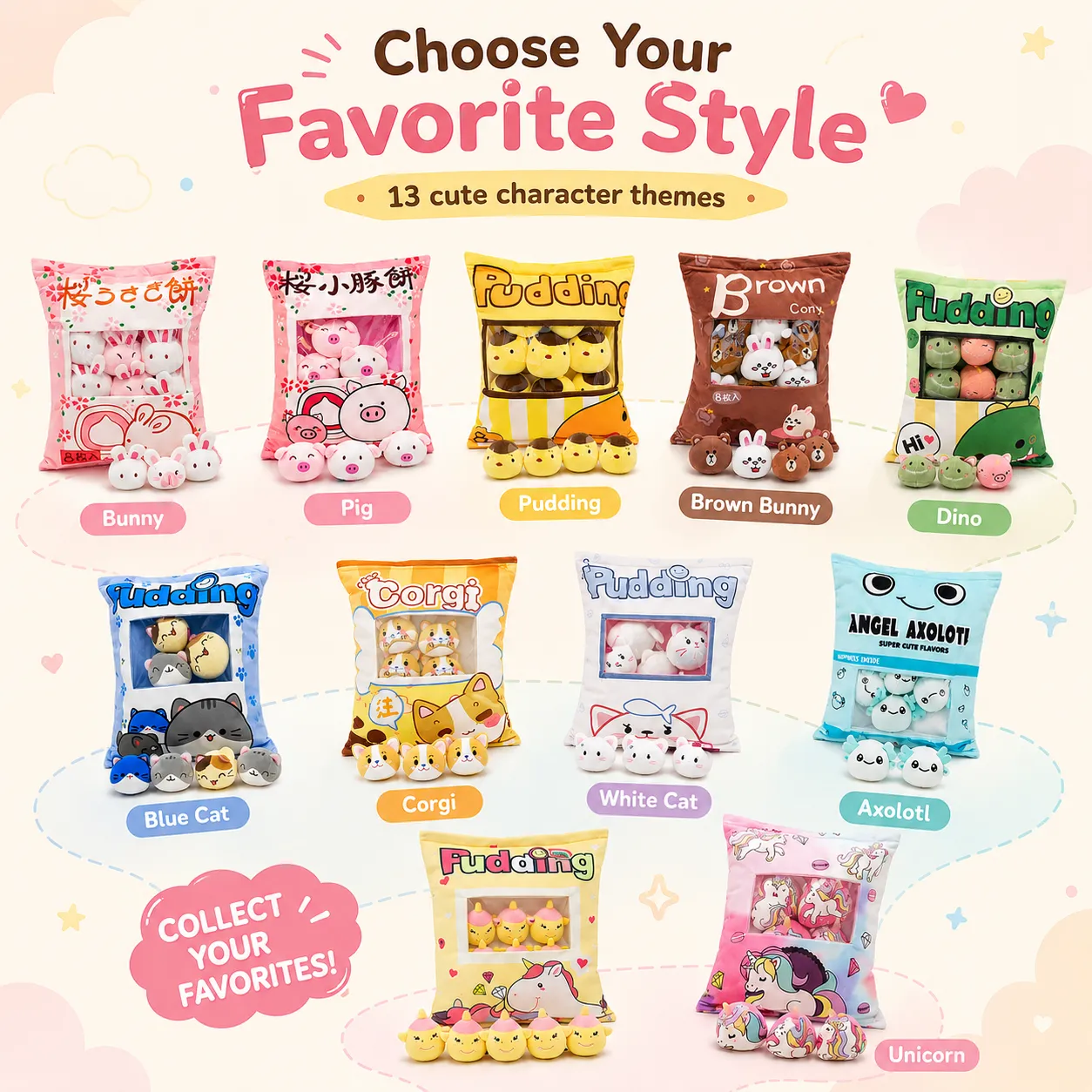 Cute Cartoon Snack Bag Plush Pillow Stuffed Doll Throw Cushion Trendy Internet Famous Snack Bag Plush Toy Soft Office Home De — image 1