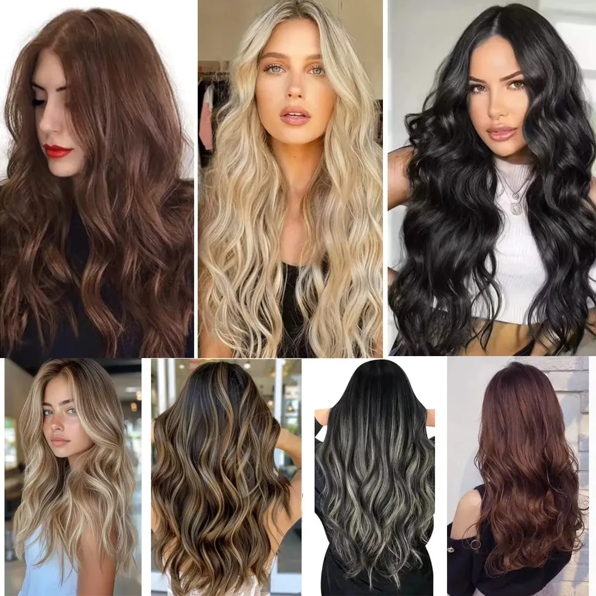 Long Straight Hairstyle 16 Clips 7 Pcs/Set Hair Extensions Natural Synthetic Blonde Black Hairpieces Heat Resistant For Women Kp