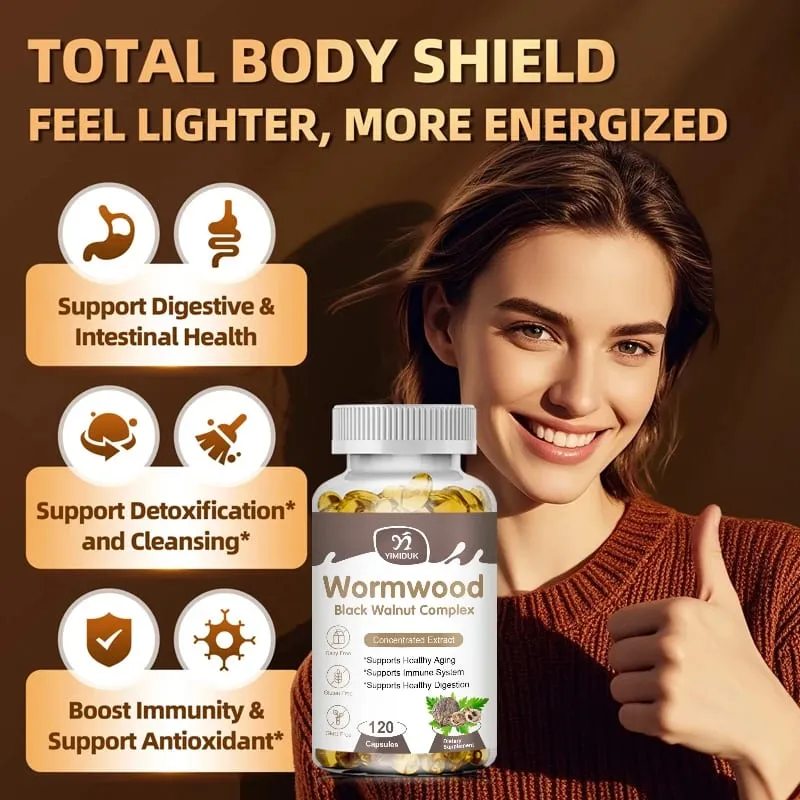 Premium Wormwood Cleanse Supplement with Black Walnut Clove & Quassia Supports Intestinal Health Detox & Digestive Balance