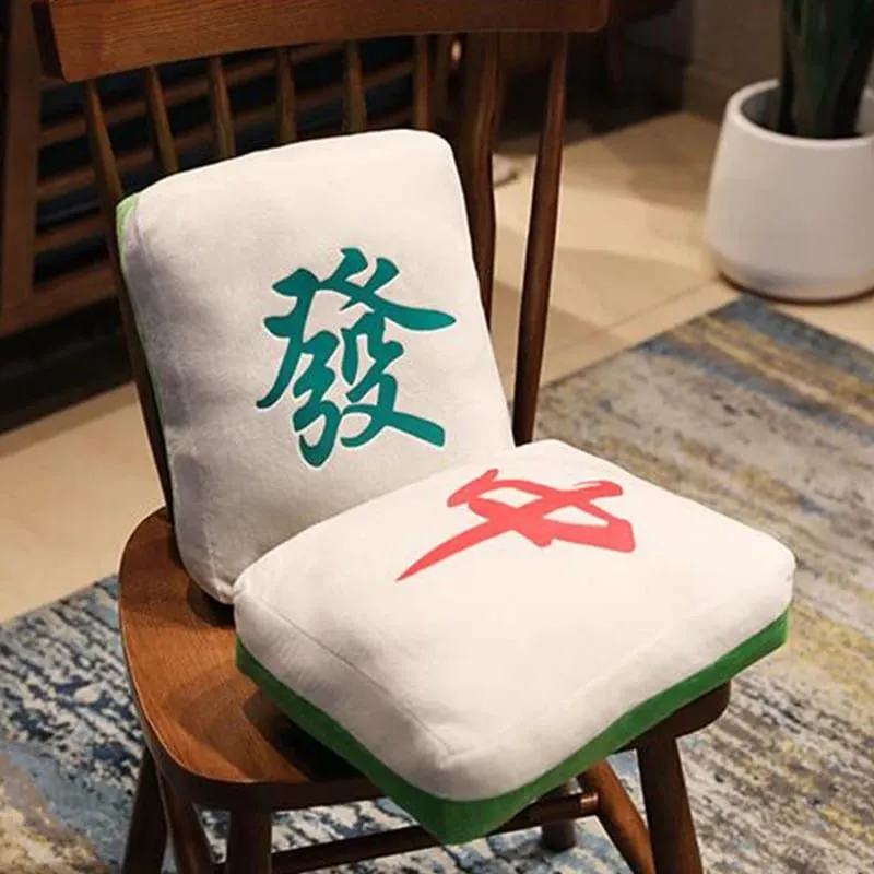 Creative Mahjong Pillow Cushion Chinese Plush Toy Car Chair Backrest Dice Funny Nap Sofa Home Decor Gift Accompanying Decoration — image 6
