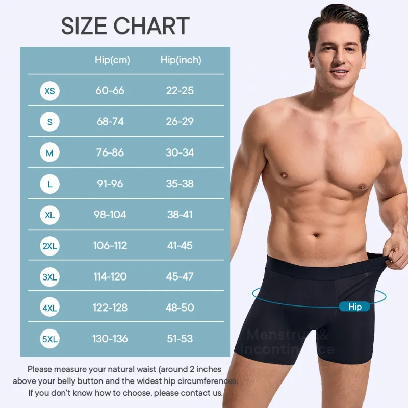 Men's Boxer Incontinence Anti-Leak Super Absorbent Reusable Washable Senior Leak Proof Underwear Control Stains and Odour