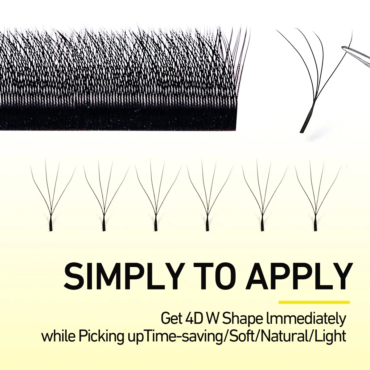 Merrdear 4D W Lash Extensions for Women 8-15mm Mixed Tray C/D Curl False Eyelash 4D W-shaped Eye Lashes Natural Daily Makeup — image 3