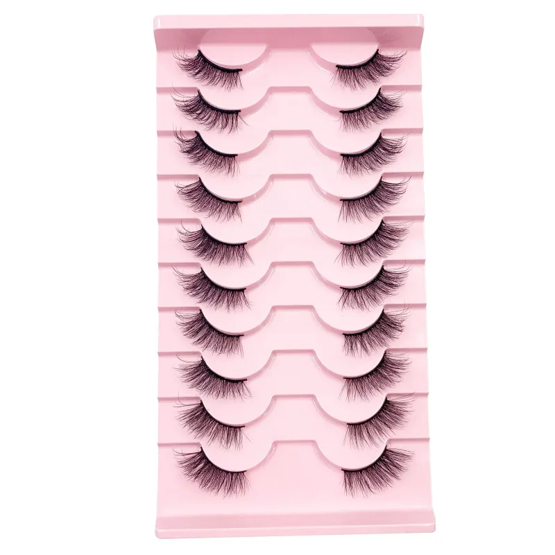 3D Cat Eye Lashes Half Eyelashes 10Pairs Half Lashes Natural Clear Stem False Eyelash Extension Makeup Faux Cils maquiag