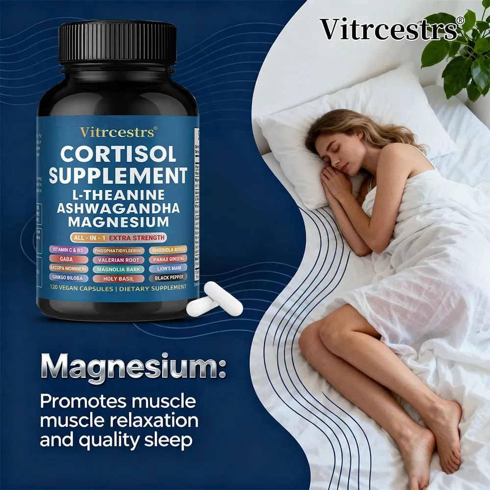 Cortisol Complex Capsules with Ashwagandha L-Theanine & Magnesium Stabilize Mood Supports Relaxation Calm & Daily Wellness