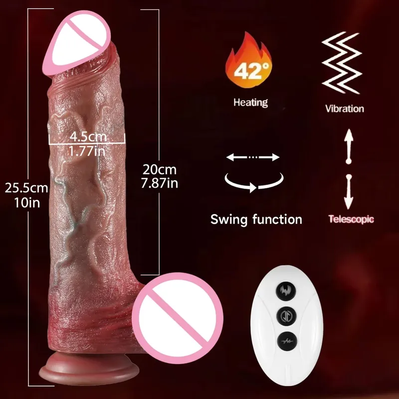 Realistic Dildo Telescopic Vibrator Female Masturbator Thrusting Big Dick Silicone Masturbation Penis Adult Sex Toys For Women