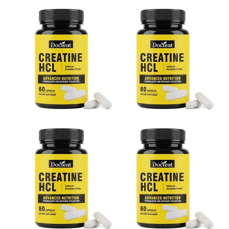 Docteat Creatine HCL Capsules with Vitamin B6 B12 & Cinnamon for Muscle Energy & Performance Support Adults 60 Capsules