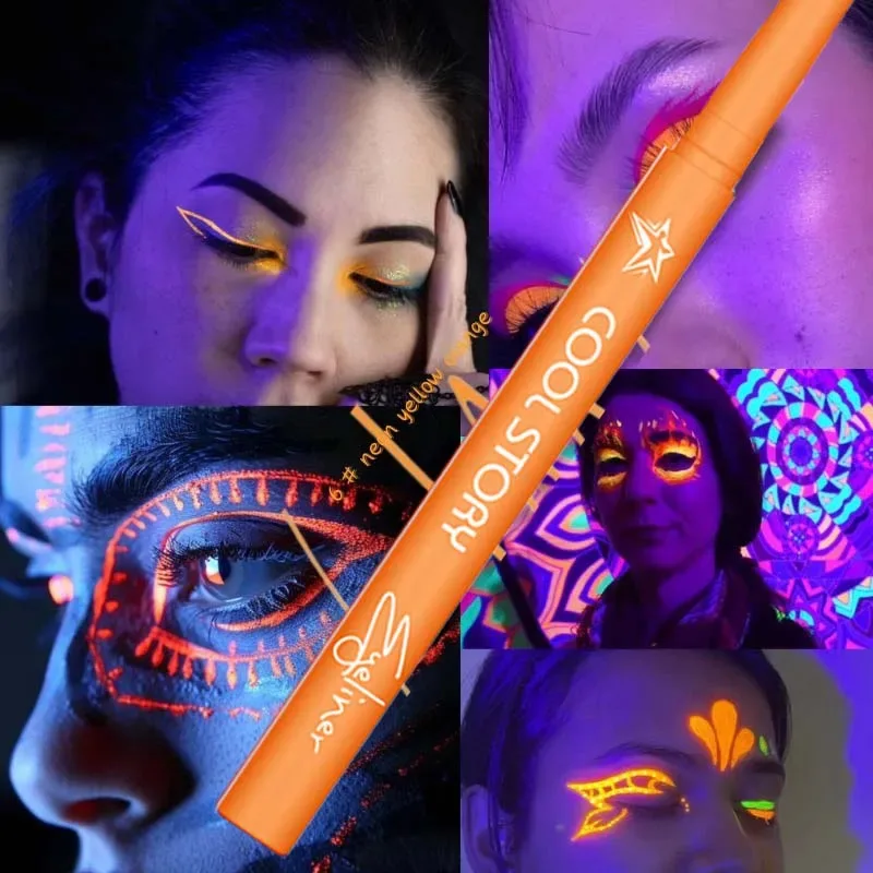 12-farbiger UV-fluoreszierender Eyeliner-Gelstift, wasserdicht, schnell trocknend, neonfarbener bunter Eyeliner, Weiß, Blau, Lila, Musik, Party, Augen-Make-up