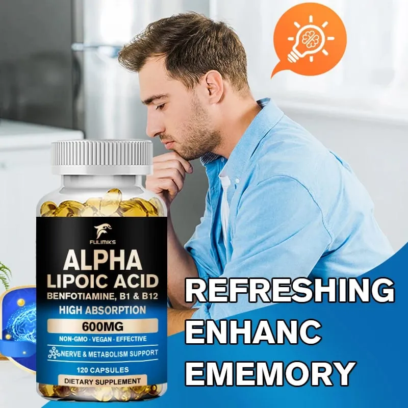 Buy 1 Get 1 Free! Fulimiks Alpha Lipoic Acid Capsules with Vitamin B1 for Nerve Health Brain Function Support Heart Health