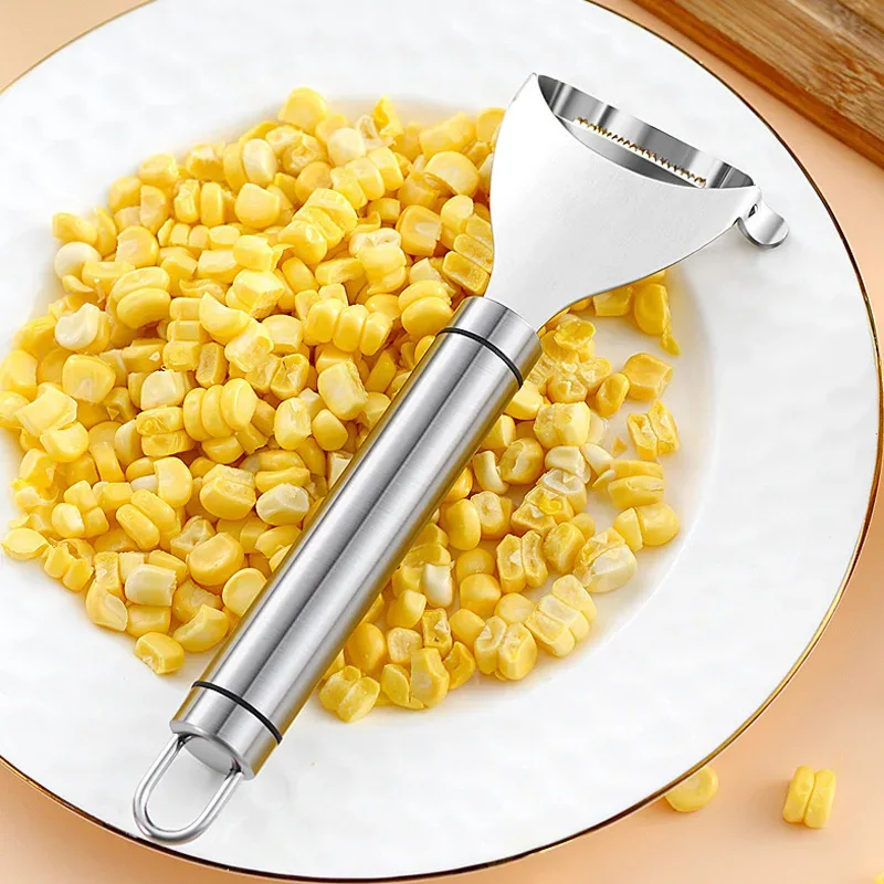 304 Stainless Steel Thresher Corn Slicer Peeler Kitchen Household Corn Cutter Fishing and Corn Peeling Practical Kitchen Tools