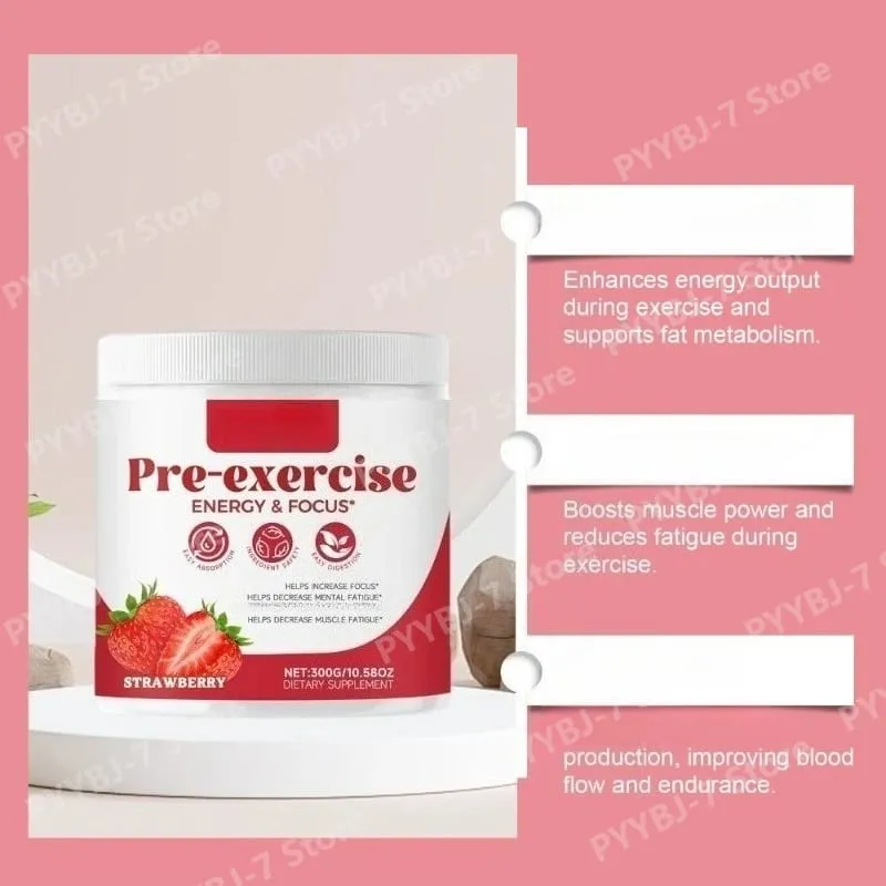 ผงก่อนการออกกำลังกาย Energy and Focus Support Support Muscle Recovery รสสตรอเบอร์รี่ Daily Health Care 300g