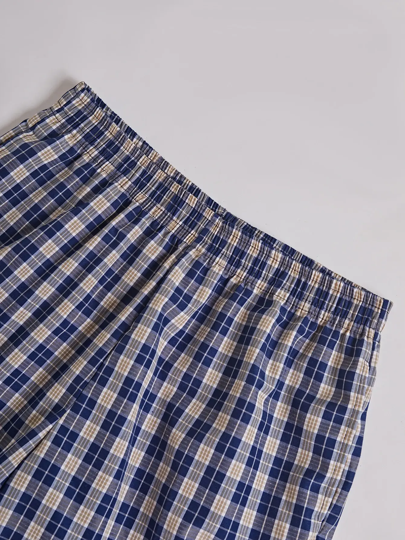 Men's Long Beach Flat Corner Pants Casual Checkered Elastic Waistband Comfortable Home Casual Sleeping Youth Boxing Pants Mens