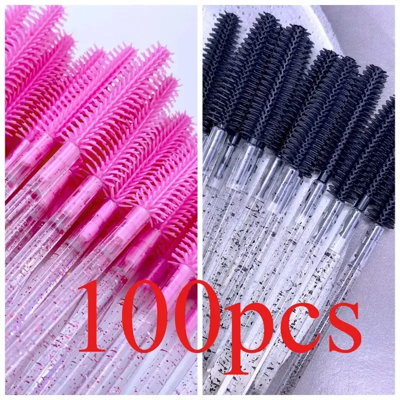 50/100 Pcs Silicone Crystal Mascara Wands Disposable Diamond Eyelash Brushes Comb Beauty Makeup Brush Tools for Women