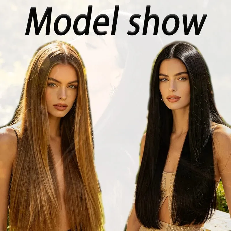24Inch Synthetic Long Straight One Piece 4 Clips Hair Extensions Invisible Hairpiece Soft Fake Hair For Women Daily Wear