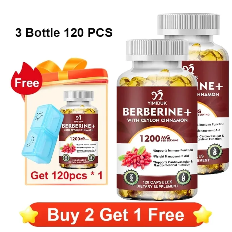Berberine 1200mg Supplement Supports AMPK Activation Healthy Glucose Metabolism Immunity & Weight Control for Adults