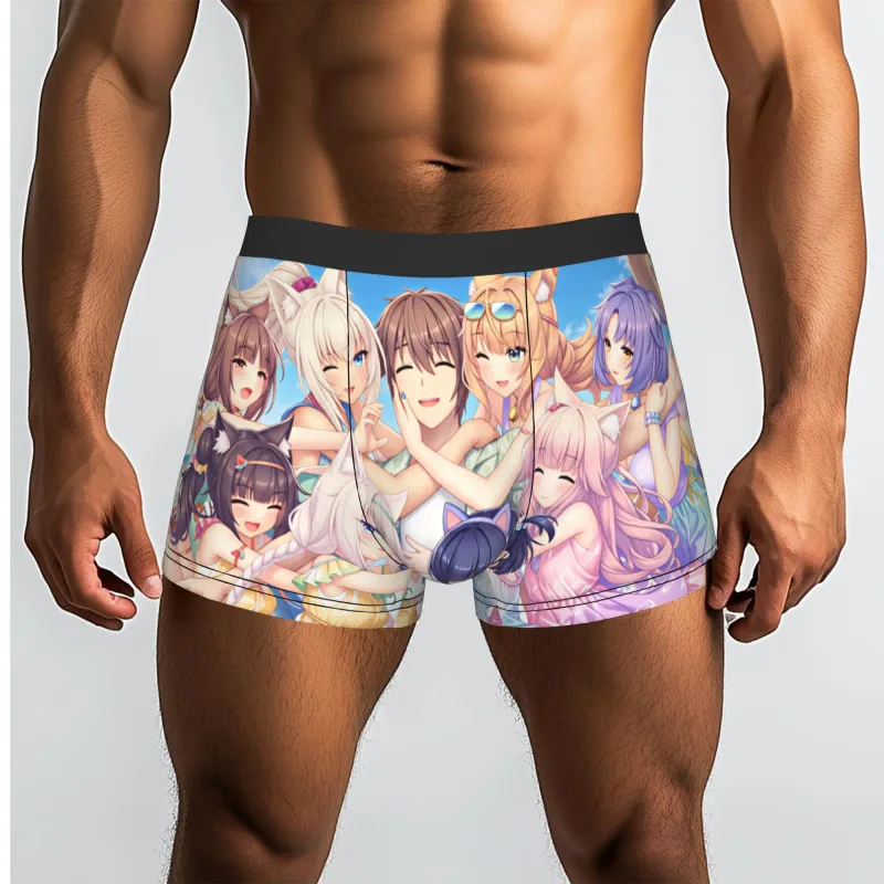 Anime N-Nekopara Chocola Vanilla Underwear Men Printed Game Boxer Briefs Shorts Panties Soft Underpants