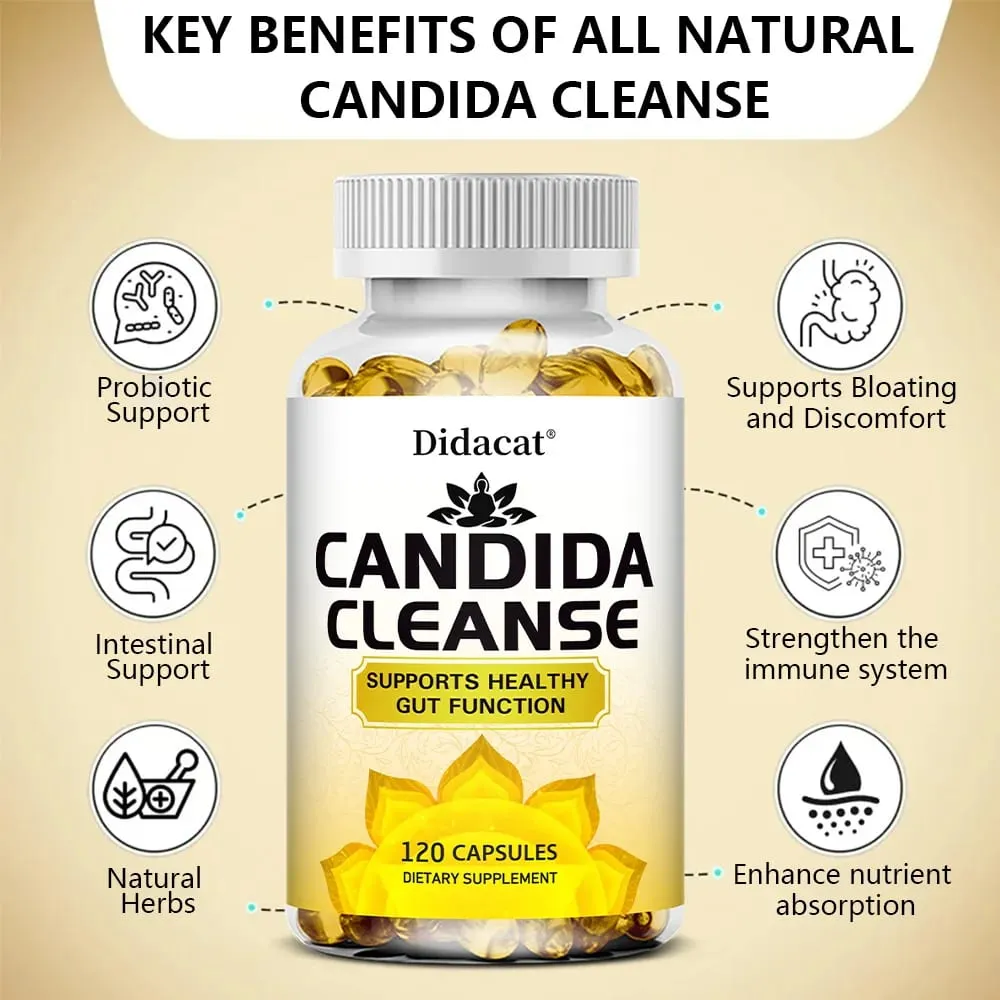Candida Cleanse-contém ervas naturais e probióticos para apoiar a função intestinal saudável e a saúde imunológica, adequado para unissex — image 2