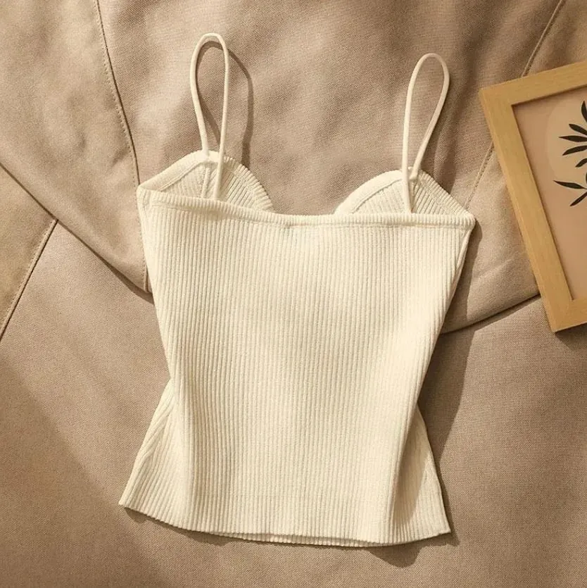 Summer Cross-Knit Suspender Women'S French Style Sexy Beauty Camisole Slim Fit Sleeveless T-Shirt No Chest Pad Short Tank Tops