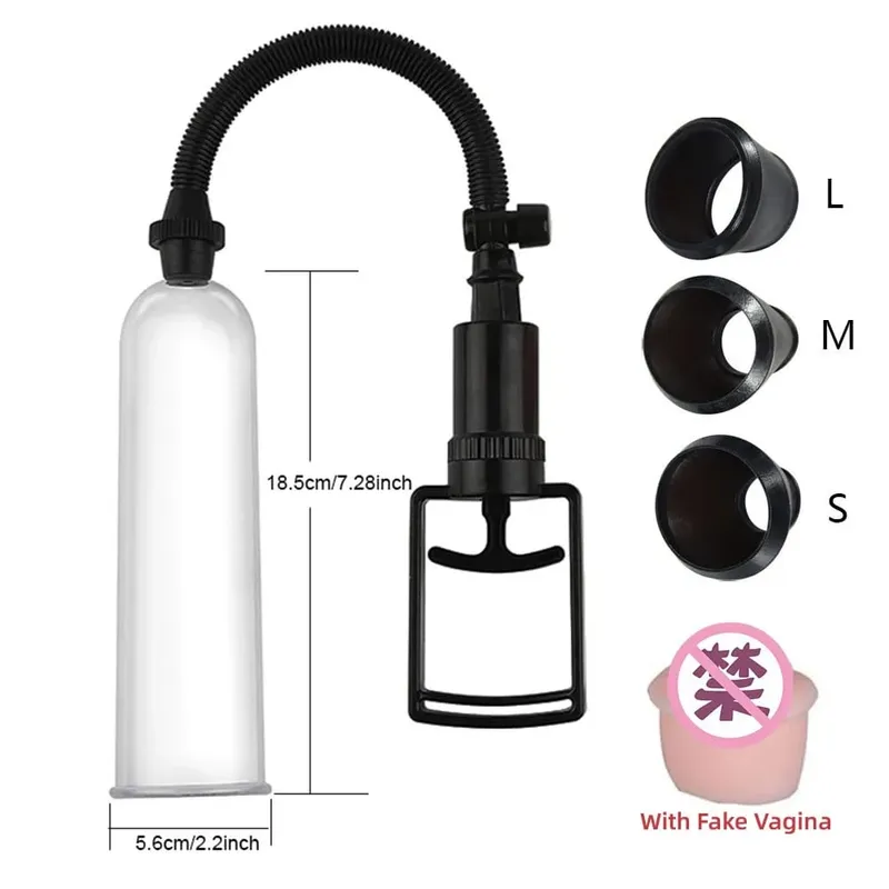 Male Penis Pump Manual Penis Enlarger Big Dick Lasting Trainer Dick Stimulate Extender Masturbator For Man Vacuum Pump Sex Toy