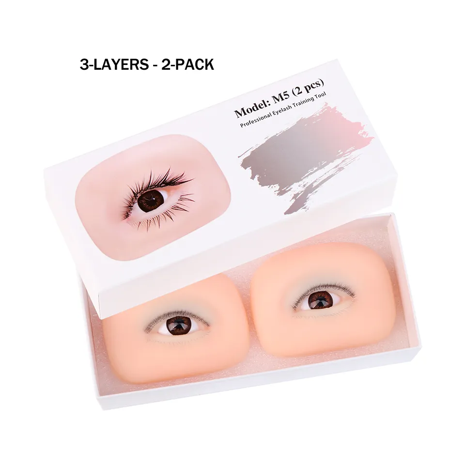 3 Layers Lashes Reusable Mannequin Eyes Eyelash Extension Eyes Model Doll Face Head Training Simulated Silicone Eye Makeup Tools