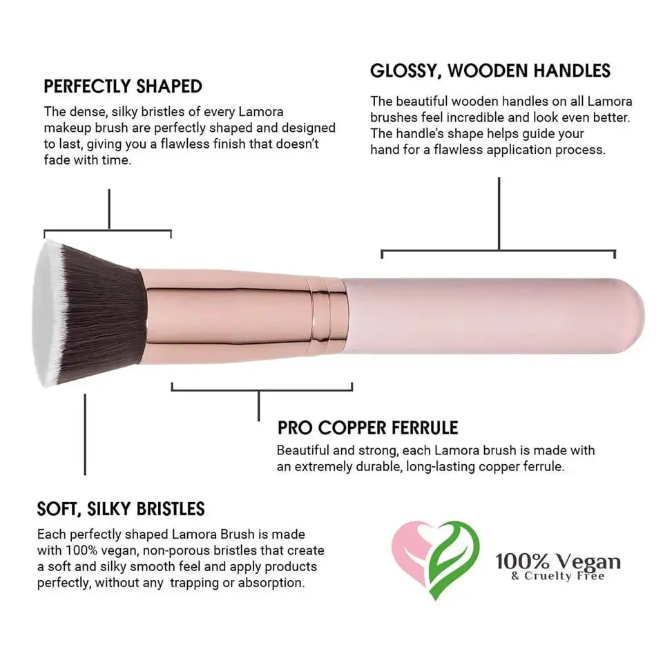 Pinceaux de maquillage de marque privée gratuite fond de teint poudre libre correcteur pinceau de mélange rose outil de maquillage de beauté en gros en vrac 10 pièces — image 4