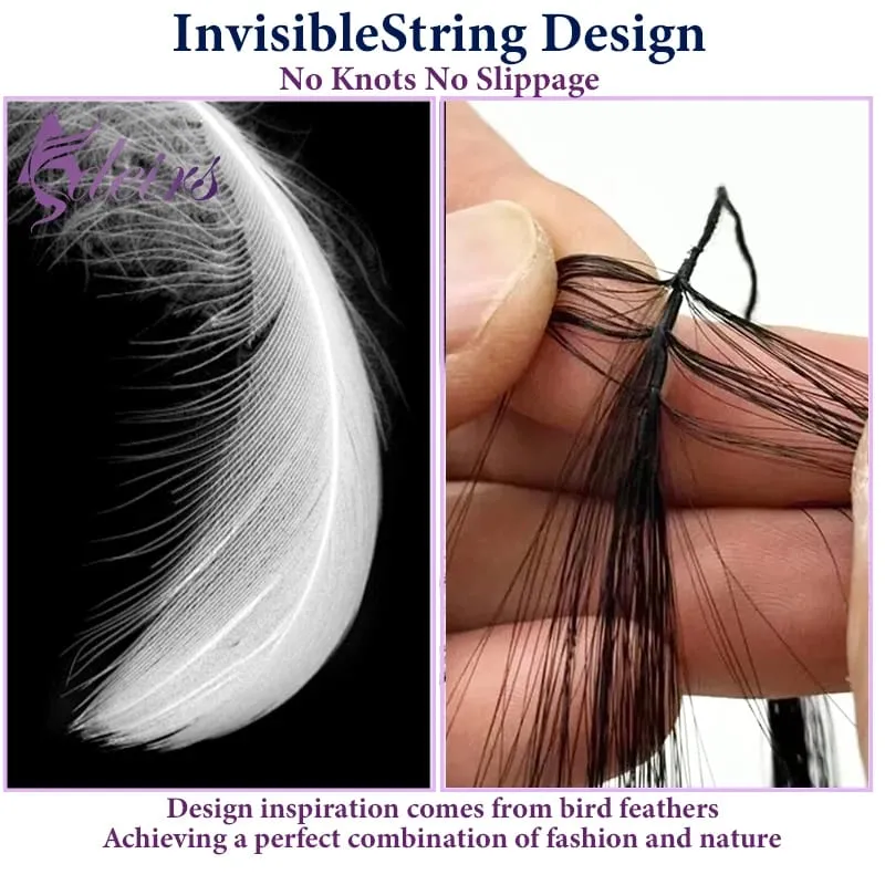 New Double-line Feather Hair Extensions Natural Real Human Hair Microring Hair Extensions Brown Blonde Color Straight — image 1