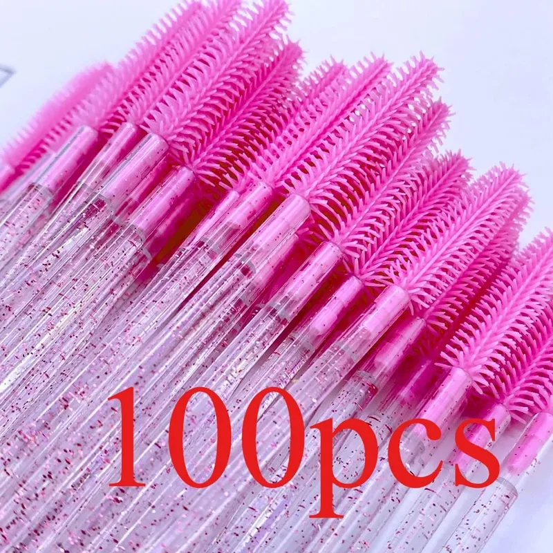50/100 Pcs Silicone Crystal Mascara Wands Disposable Diamond Eyelash Brushes Comb Beauty Makeup Brush Tools for Women