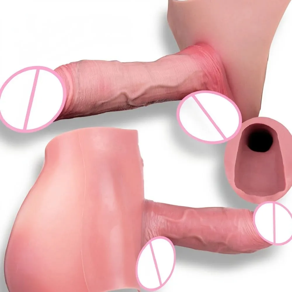 Realistický rukáv na penis s vysokým pasem насадка на член Pásek na duté dildo kalhotky Silikon Dick Extender sexuální hračka pro muže — image 1