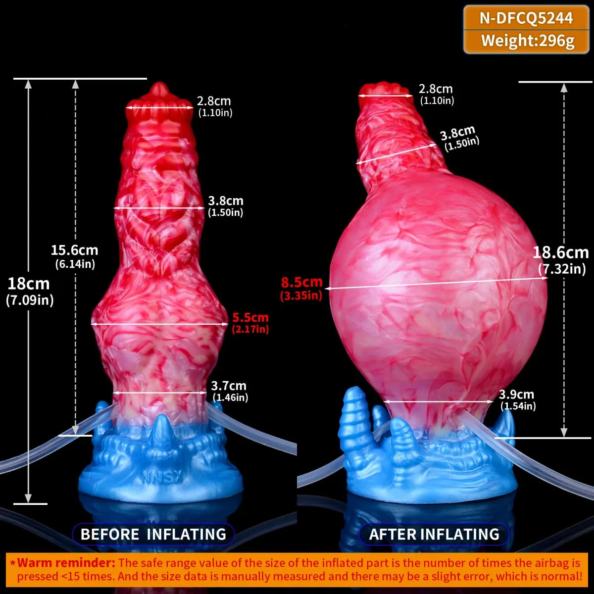 Kæmpe knude sprøjtende-oppustelig dildo med stærk sugekop Silikone oppustet analstik træner Begynder sexlegetøj til kvinder mænd