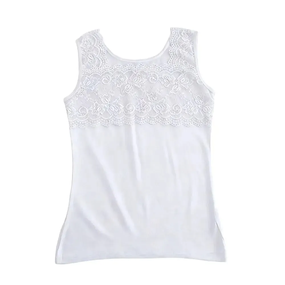 Casual U Neck Summer Tank Tops Sleeveless Slim Fitted Tops With Lace Camisoles Cami Top Shirt for Women With Lace