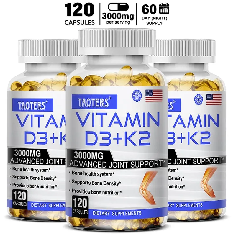 Vitamin D3+K2 Supplement To Support Joint Bone and Immune Health Non-GMO Formula Easy-to-swallow Vitamin D & K Complex