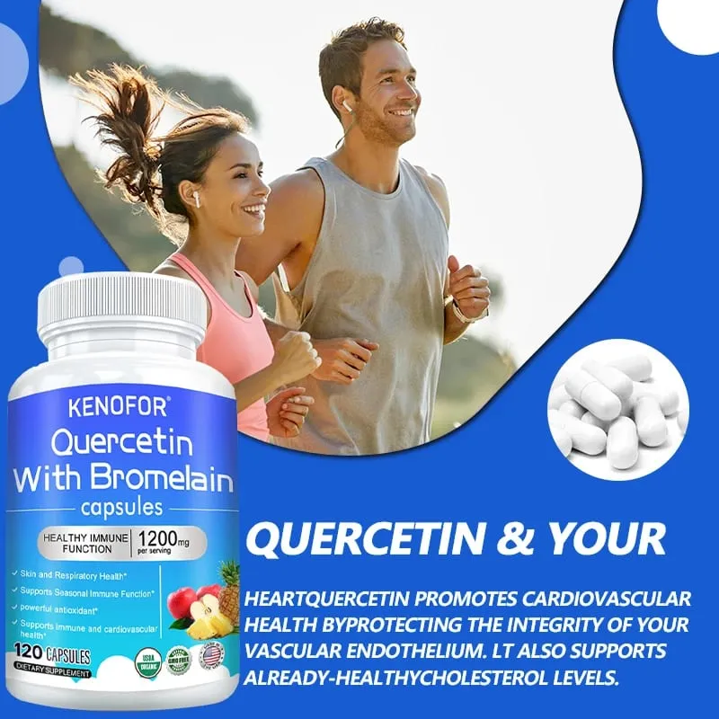 Quercetin + Bromelain Complex Capsules 1200mg - Immune Joint & Digestive Support na may Vitamin C at D3 30/60/120 Bilang