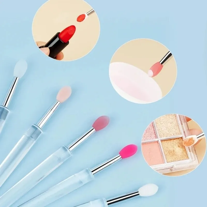 3/5/10PCS Portable Silicone Lip Brush With Cover Soft Multifunctional Lip Balm Applicator Lipstick Lipgloss Makeup Brushes