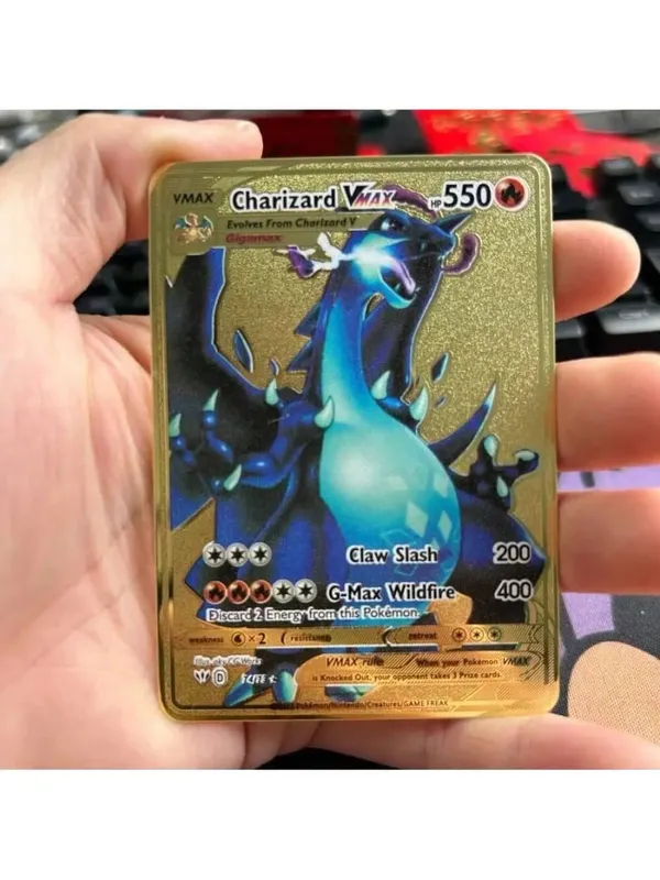 Pokemon Metal Game Collection Card Anime Figure Charizard Pikachu Blastoise Mewtwo Battle Collection Carte Card Toy Gift