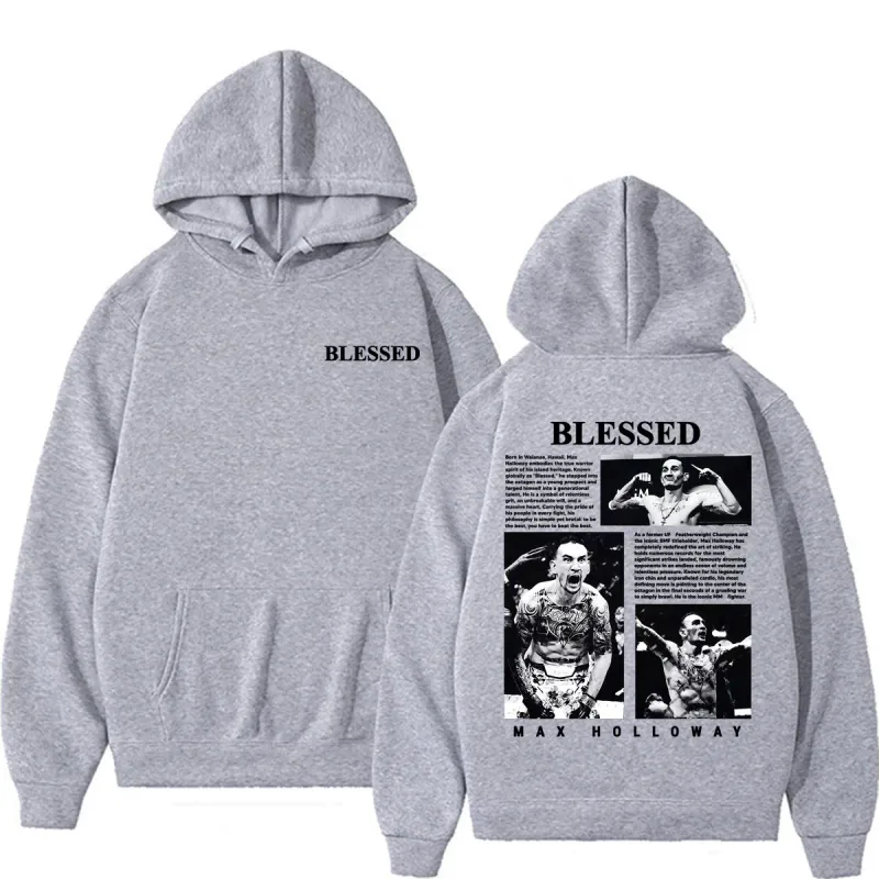 Max Holloway Blessed Vintage Graphic Hoodies Men Women Harajuku Violence Aesthetic Sweatshirts Casual Comfort Long Sleeve Hoodie