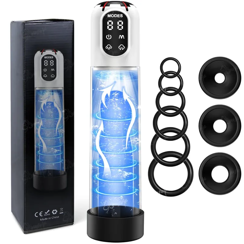 IPX7 Electric Penis Pump Adult Sex Toys Dick Enlarger for Men Erection Air Water Extender 4 Training 3 Suction Male Masturbator