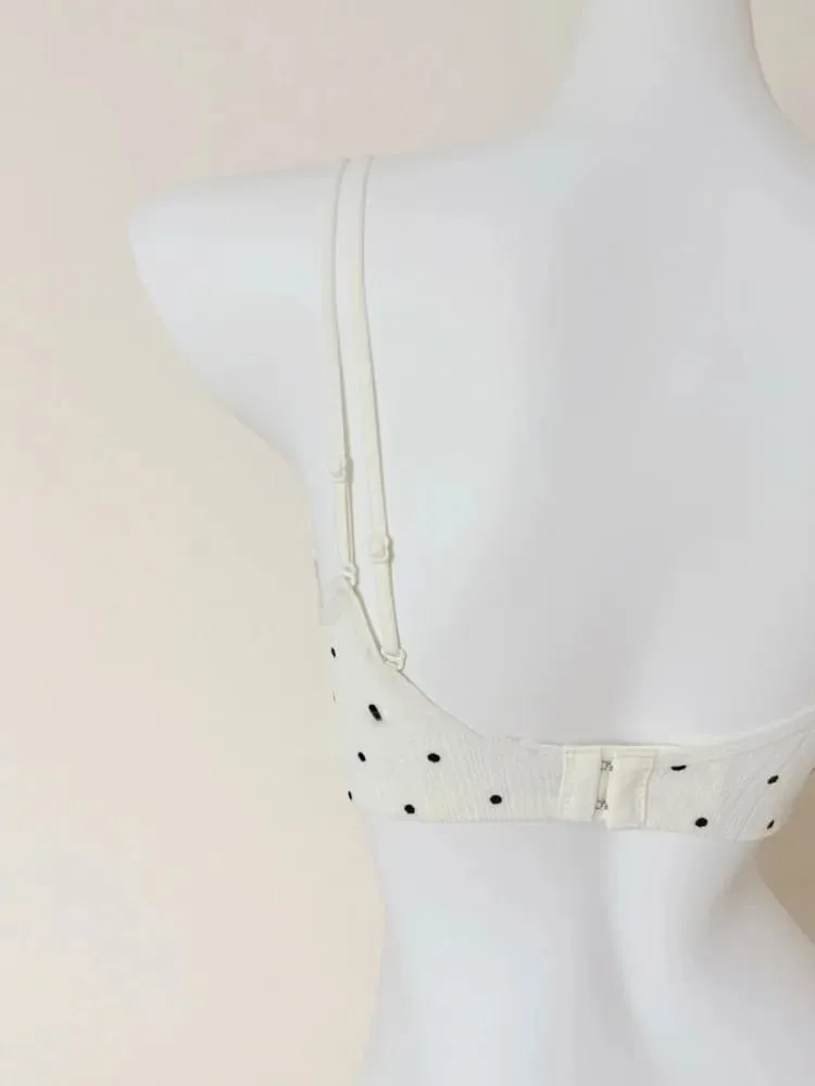 Hot Sale 2026 Sexy Polka Dot Lingerie Set Push Up Small Bust Enhance Side Support Anti Sagging Thin Straps Beautiful Back Bra