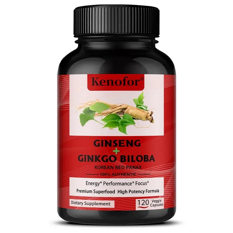 Ginkgo Biloba 1000mg Capsules - With Vitamin B & Zinc Brain Health & Memory Support Gluten-Free Non-GMO Vegan Supplement
