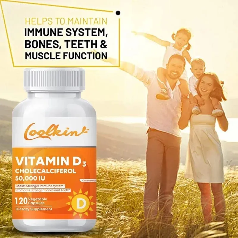 Vysoce účinný vitamín D3 50 000 IU - 120 vegetariánských kapslí - Bezlepkový doplněk vitamínu D bez GMO