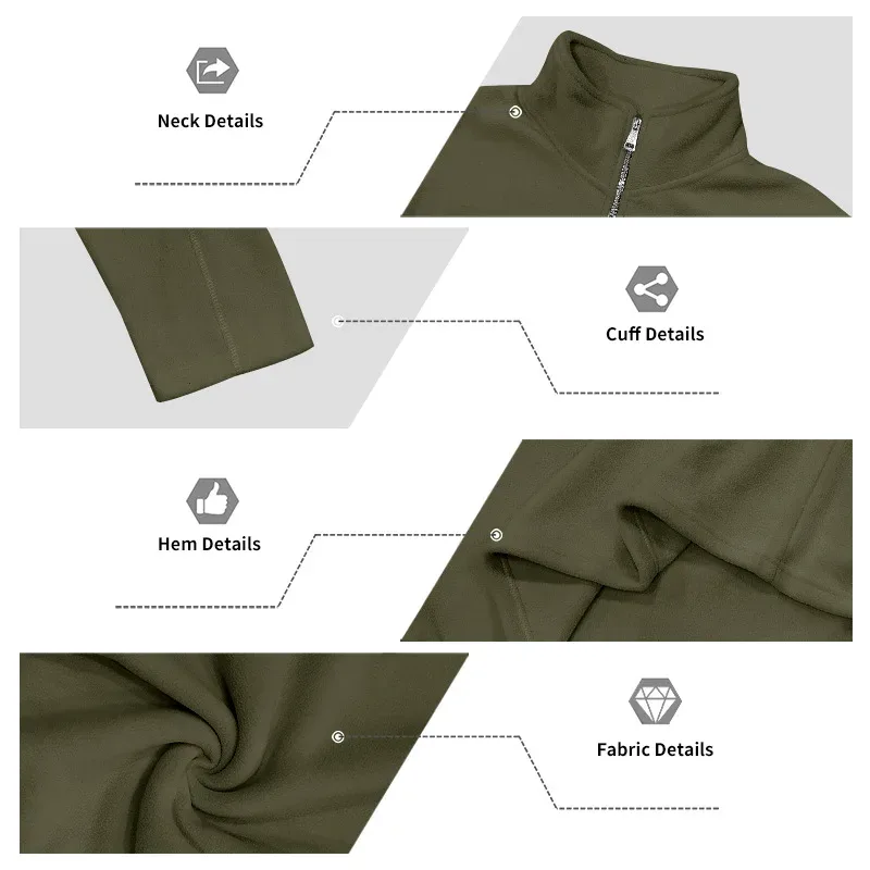 Men's Quarter Zip Polar Fleece Pullover Stand Collar Long Sleeve Casual Warm Sweatshirt For Autumn Winter Daily Commute Wear