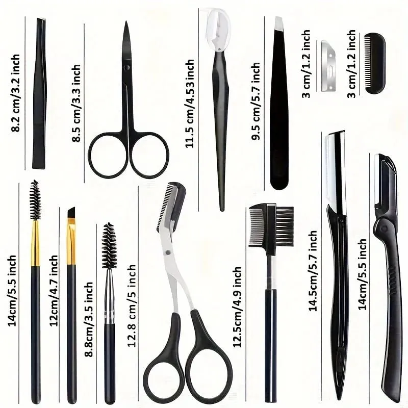 3/4/5/11/12pcs Eyebrow Trimmer Set Scissors Tweezers Eyebrow Razor Scraping Eyebrow Comb Razor Eyebrow Clip Makeup Tools