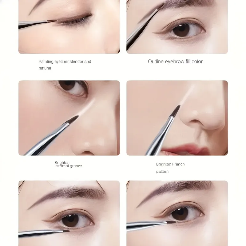 Ultra Thin Angled Flat Eyeliner Brush Sickle-Shaped Blade Brush for Eyebrow Under-Eye Smudger Precise Lower Lash & Winged Eyelin